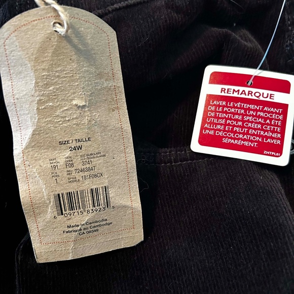 NEW PHOTOS! CORDUROYS, DENIM BOOTCUT, BLACK, SIZE WOMEN 24W, STRETCH FABRIC, FLY - Picture 11 of 16